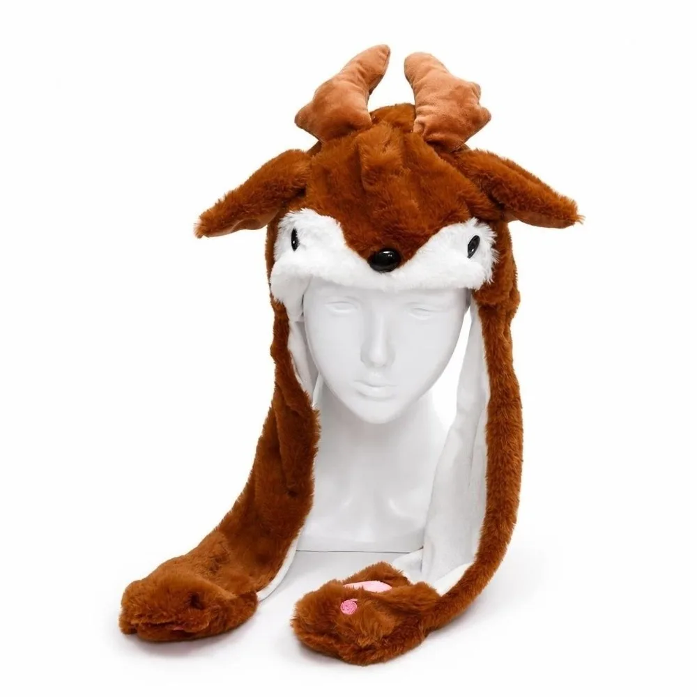 Creative Funny Christmas Hat Cartoon Design Windproof Deer Hat Interactive Game Pinch Airbag Reindeer Hat Christmas Party