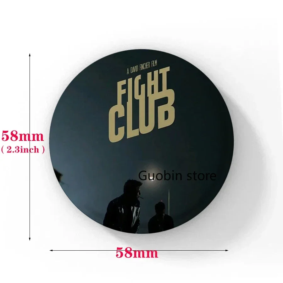 58mm Retro Classic Movie Fight Club Button Pin Anime Character Cartoon Brooch Badge for Backpack Accessories Decor Fans Collect