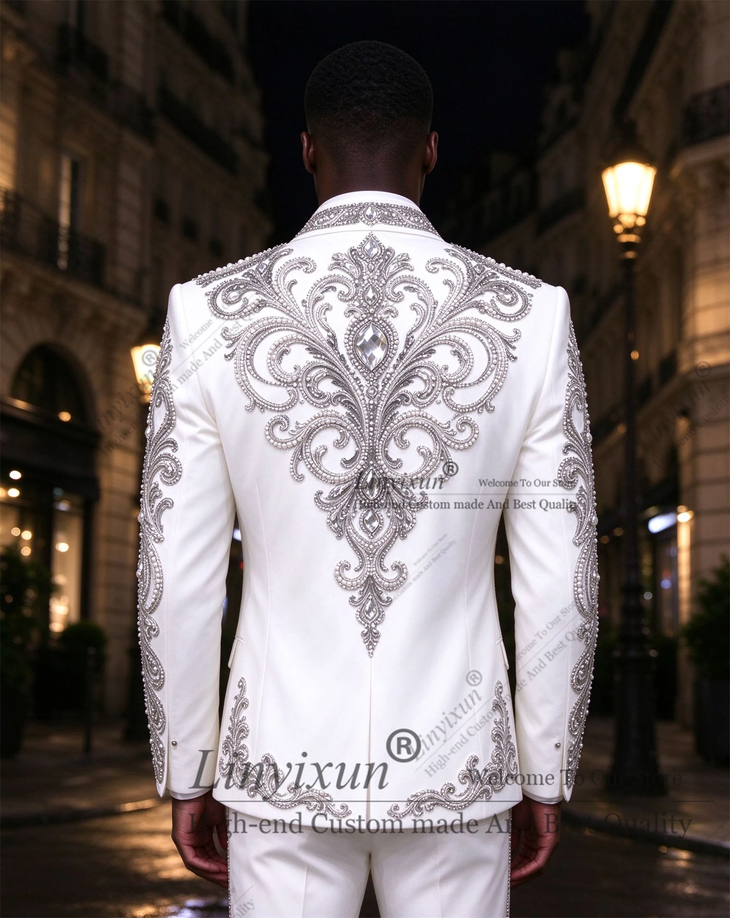 Retro court-style design Diamond  Men Suits Groom Male Blazers Customized 3 Piece Sets Wedding Tuxedos Slim Fit ropa hombre