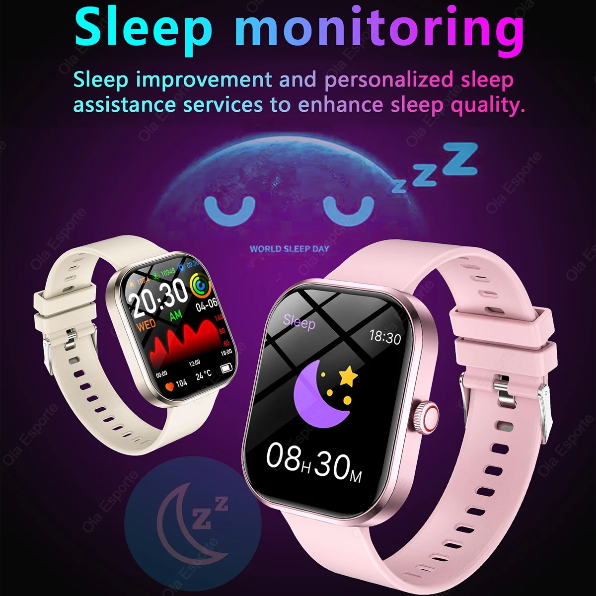 Ola Esporte Smart Watch 2025 Men Women Watches 2.01‘’ HD Full Touch BT Call Heart Rate Sleep Monitor Sport Waterproof SmartWatch