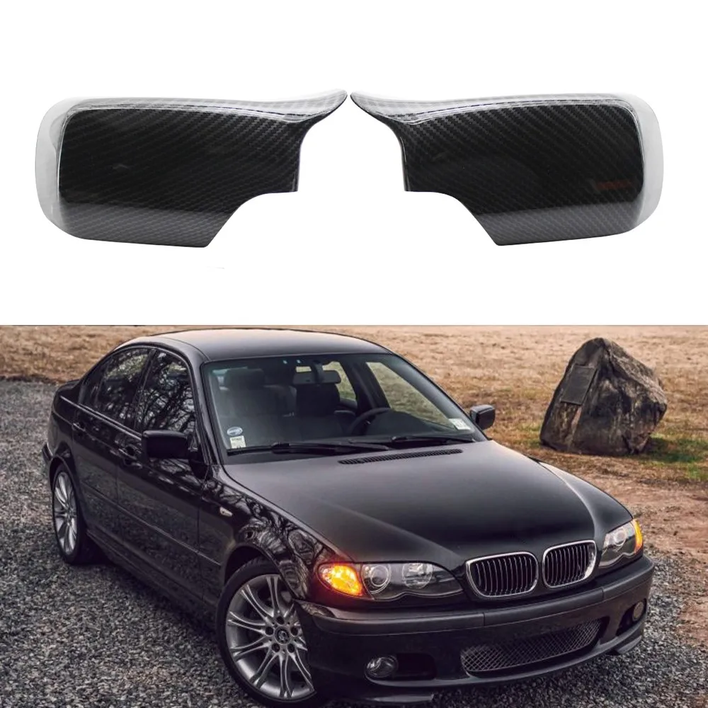 

2 карбоновых ярких черных автомобильных боковых зеркала заднего вида из АБС-пластика для BMW 3 5 серии E39 E46 525i 528i 530i 540i 323i 330i 328i