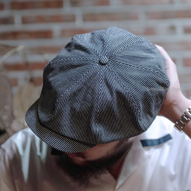 NON STOCK Herringbone Wool Newsboy Cap, Vintage Painter Octagonal Beret Curved Brim Hat for Men Women