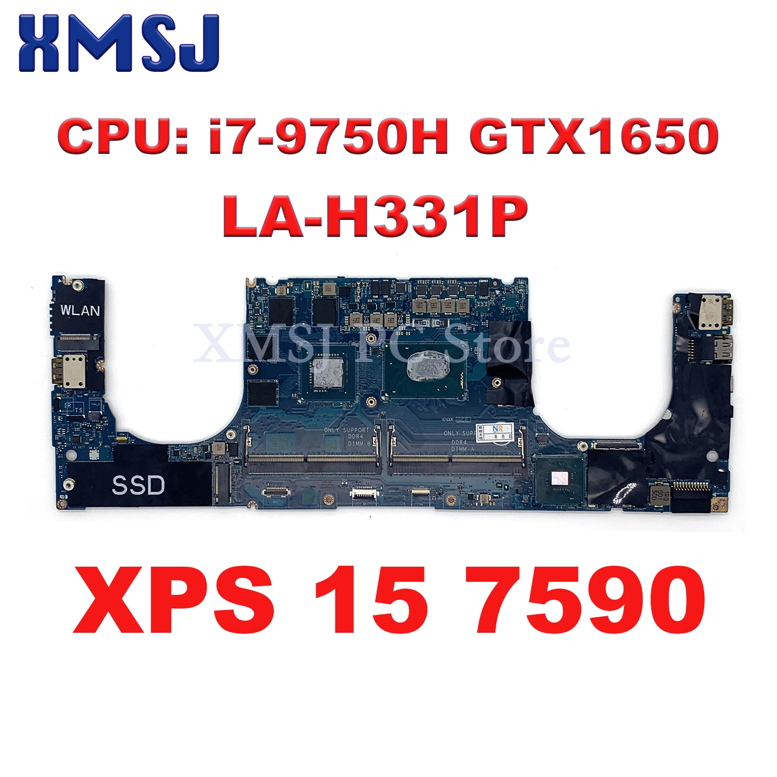 FOR DELL XPS 15 7590 Laptop Motherboard LA-H331P With I7-9750H CPU GTX1650 GPU 04KR2M 4KR2M CN-04KR2M 100% Working Well