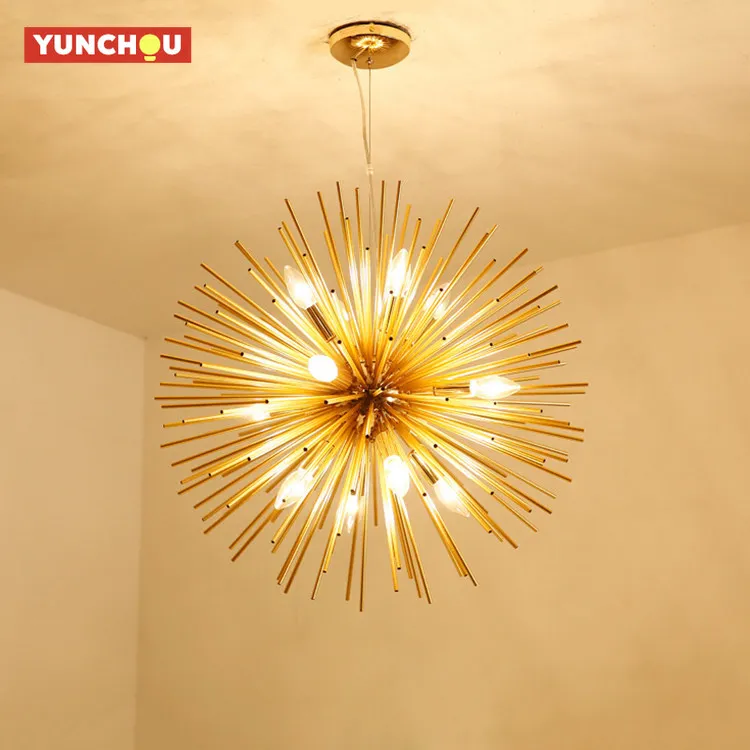 

Modern Aluminum Dandelion Pendant Light Sputnik Hedgehog LED Chandelier Nordic Gold for Living Dining Room Bedroom Decor
