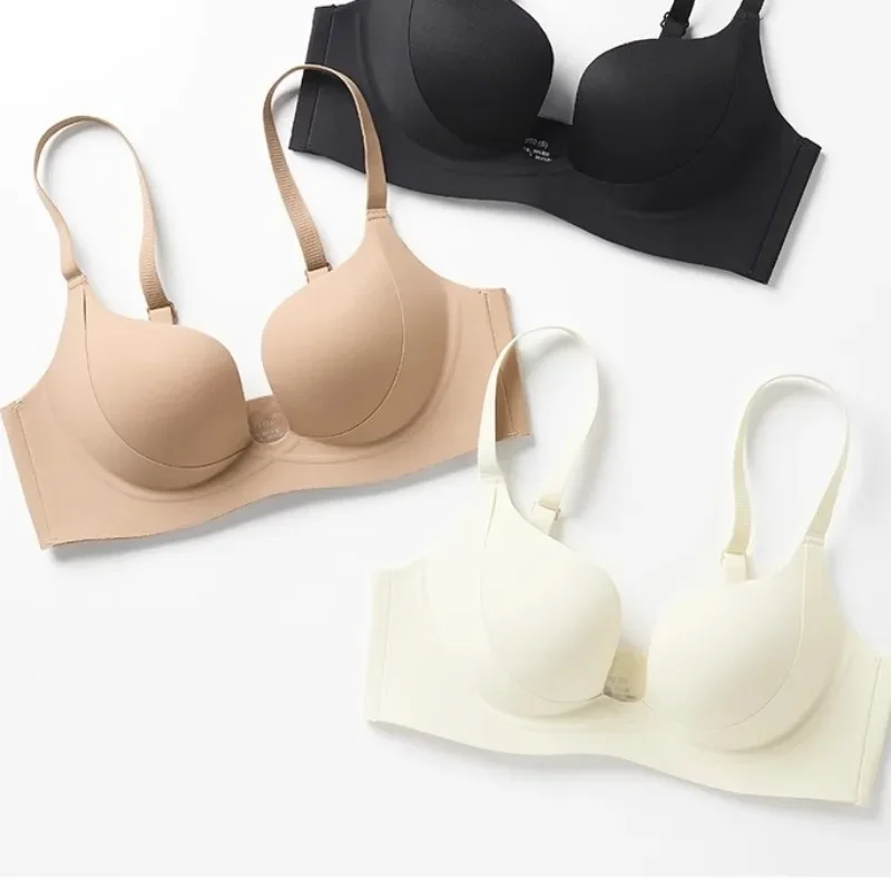 

Kalapaopao Gather Push Up Bra W Type Soft Support Bra Deep V Lock Edge Multiple Colors 3D Stereo