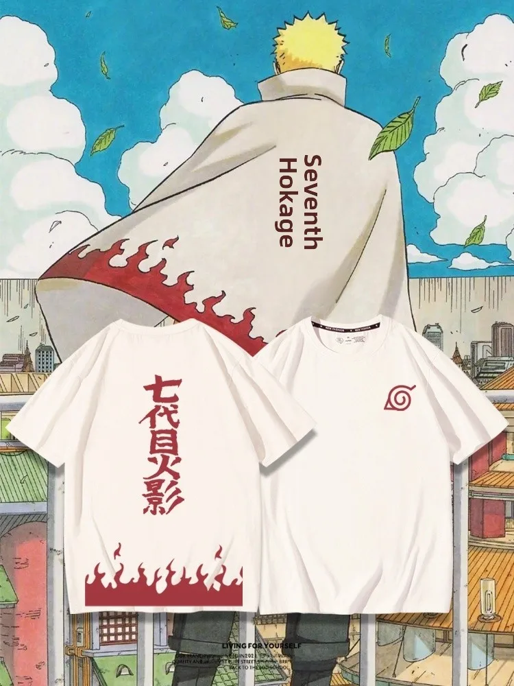 تي شيرت رجالي بأكمام قصيرة مستوحى من أنمي ناروتو، زي تنكري عصري للصيف، قميص فضفاض من القطن مطبوع وقابل للتنفس #5