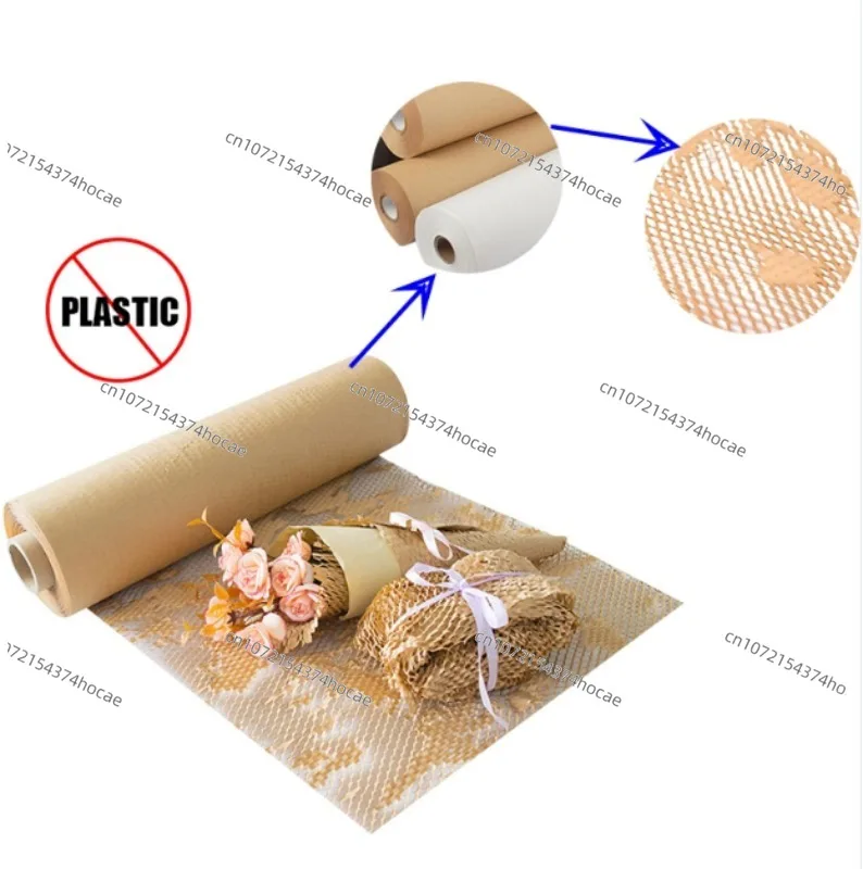 Environmentally friendly recyclable wrapping paper packaging protection roll, with fragile sticker perforated packaging