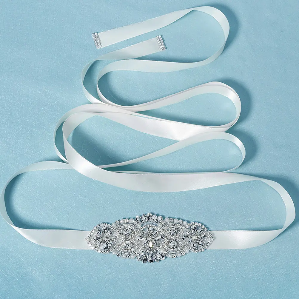 1Pcs Vintage Pearl Rhinestone Waist Belt Decorated Bride Sash Wedding Dress Accessory Elegant Bridal Belt Prom Banquet Party