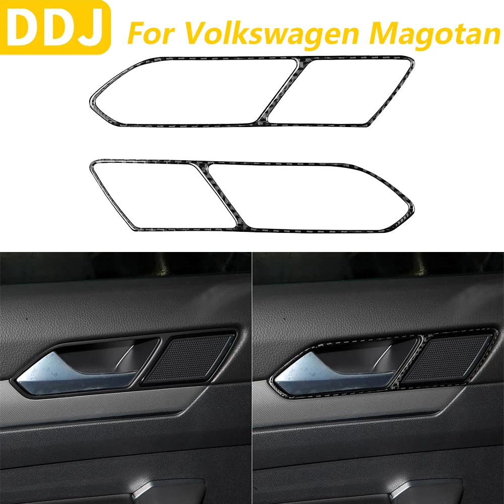 

For Volkswagen Magotan CC 2017-2024 Carbon Fiber Rear Door Handle Switch Frame Panel Cover Trim Car Accessories Interior Sticker
