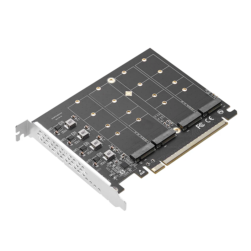 PCIE 4.0 NVME Adapter PCI Express x16 to 4 Port M.2 M-Key NVME SSD Expansion Card Riser Full Speed 256G Support Bifurcation Raid