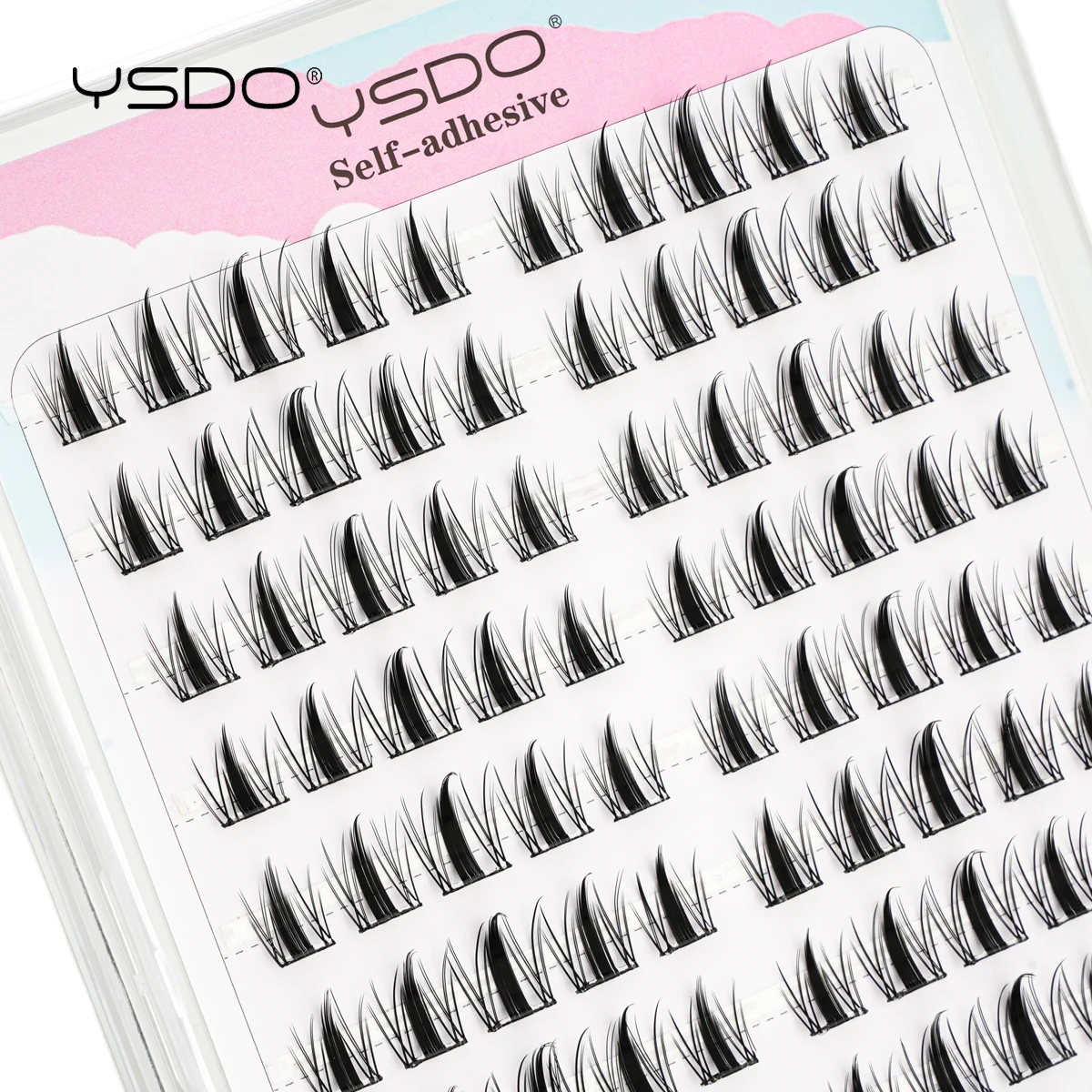 YSDO Selbstklebende Wimpern, 10 Reihen, DIY, natürliche Cluster-Wimpern mit Pinzette, kein Kleber erforderlich, individuelle Wimpernverlängerung, wiederverwendbar – Detail 24