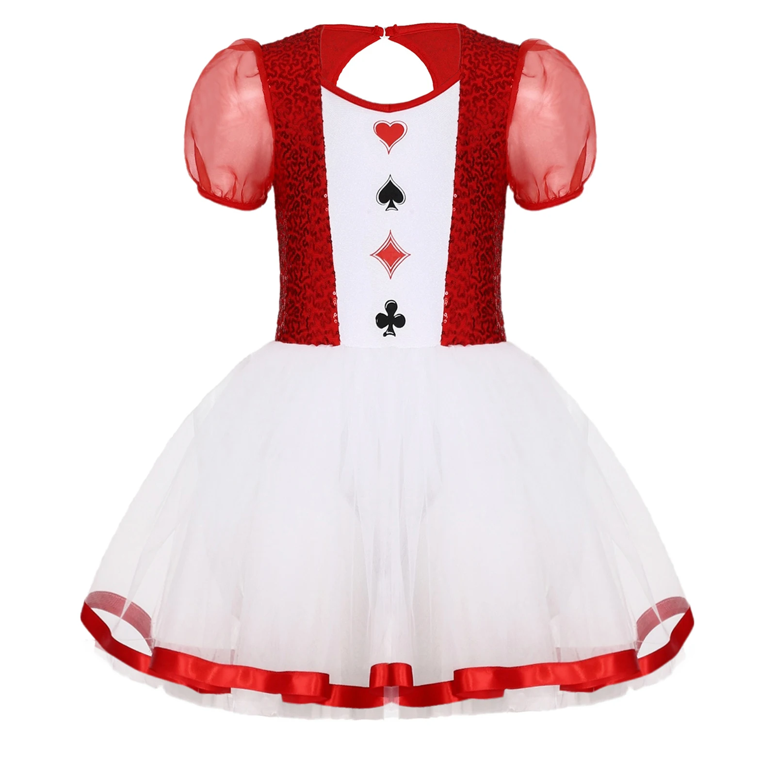 

Girls Fairy Tale Princess Character Dress Deluxe Puff Sleeves Shimmer Sequins Print Built In Snap Crotch Stage Performance Wear