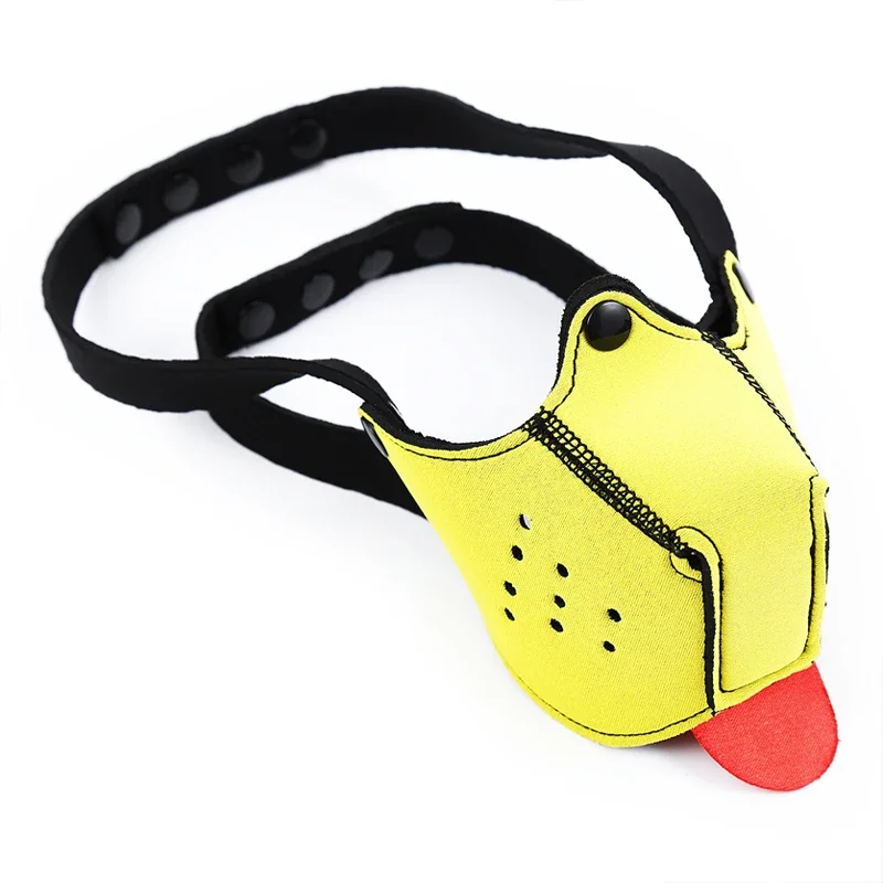 강아지 놀이 개 코스프레 마스크 후드 반 얼굴 속박 총구 마스크 혀 개 노예 코스프레 헤드 기어 파티 액세서리