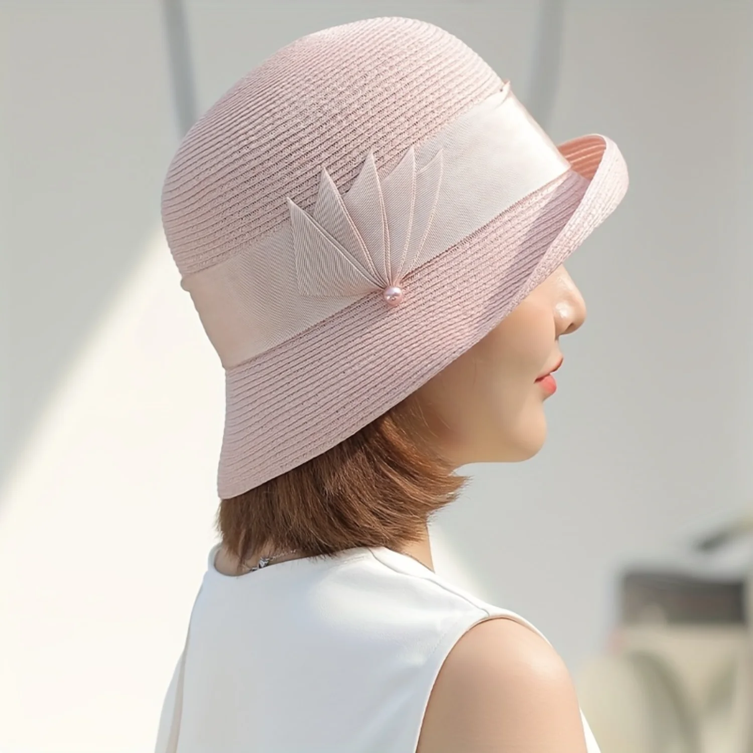 Elegant Women's Sun Hat For Summer | Stylish Rolled Brim Basin Hat | Casual Travel Bucket Hat With Chic Bow Detail | Stylish Sun