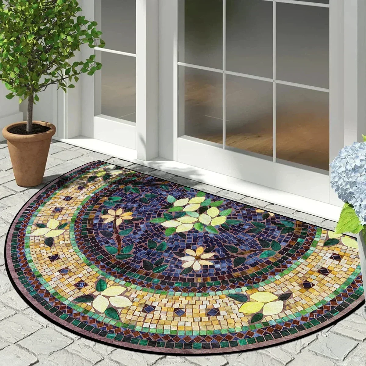 

House Entrance Mat Garden Decoration Doormat Door Entry Mats Outdoor Carpet Home Rug Semi-circular Floor Mat שטיח כניסה לבית