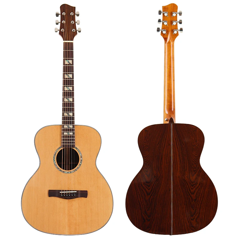 

Professional Acoustic Guitar 40 Inch Guitar Solid Spruce Wood 6 String Folk Guitar High Gloss Natural Color With Radian Corner