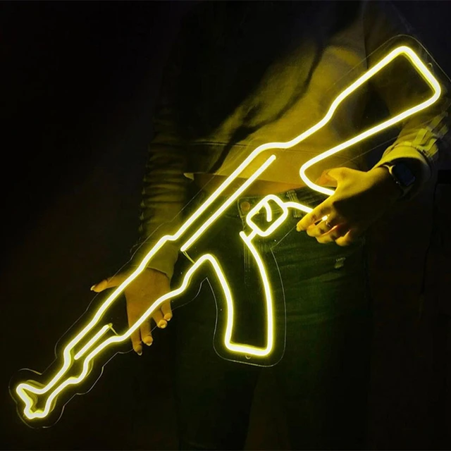 Gun Neon Sign for Wall popular Game Room Decoration | Neon Wall Light Sign | Neon Sign Bedroom | GAME ROOM Sign |Gift For Boyfriend