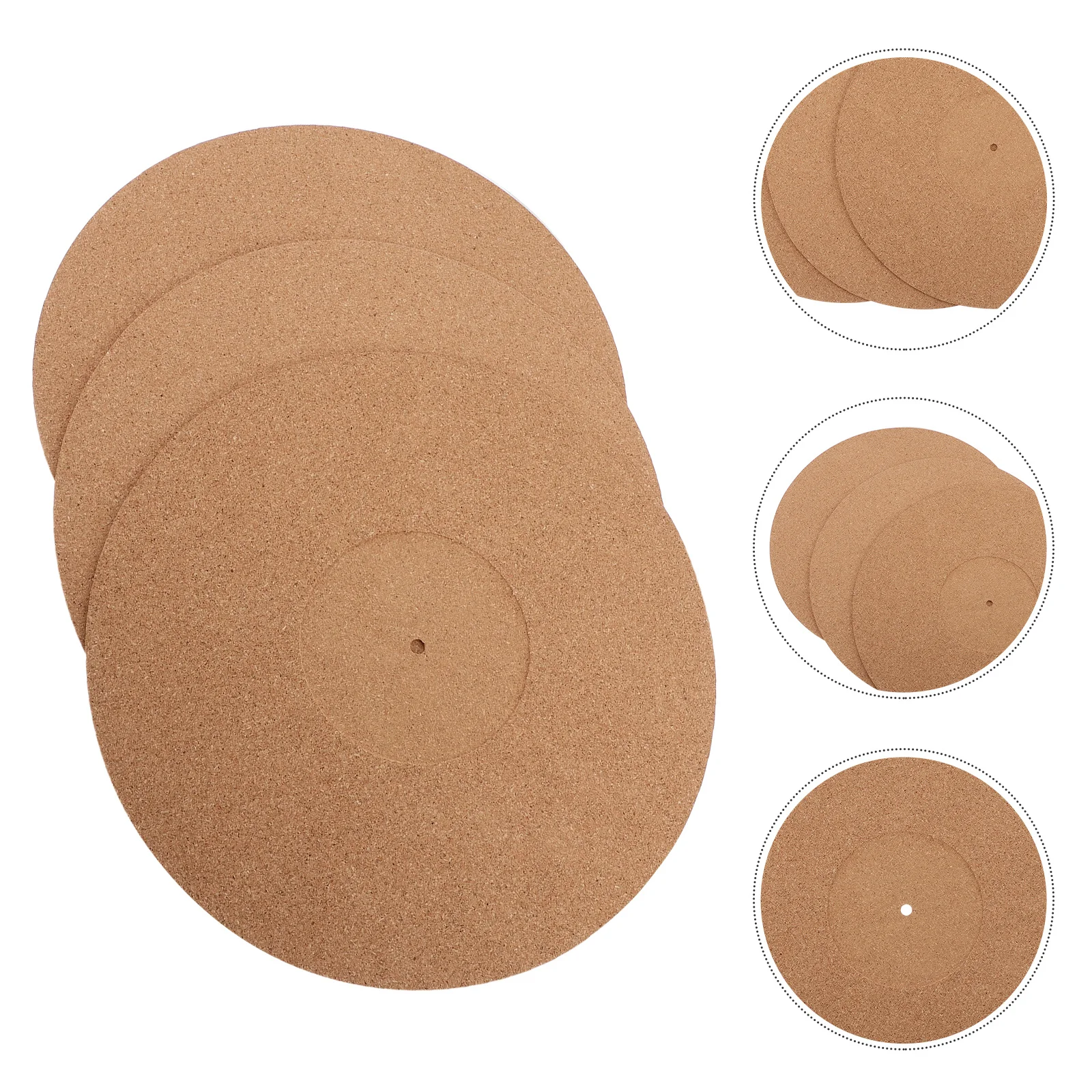 

3Pcs Cork Turntable Mats Recessed Platter Cork Pads Retro Disc Player Accessories Stable Play Records Disc Mat
