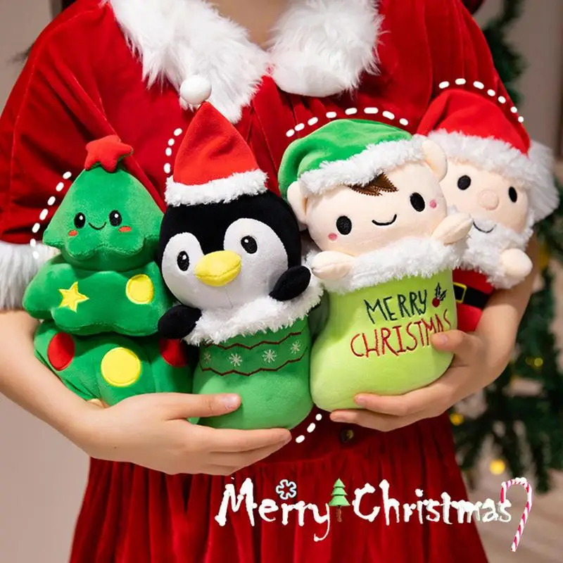 子供のためのクリスマスツリーのぬいぐるみ,柔らかいぬいぐるみ,ペンギン,ぬいぐるみ,かわいい,誕生日プレゼント,クリスマスプレゼント