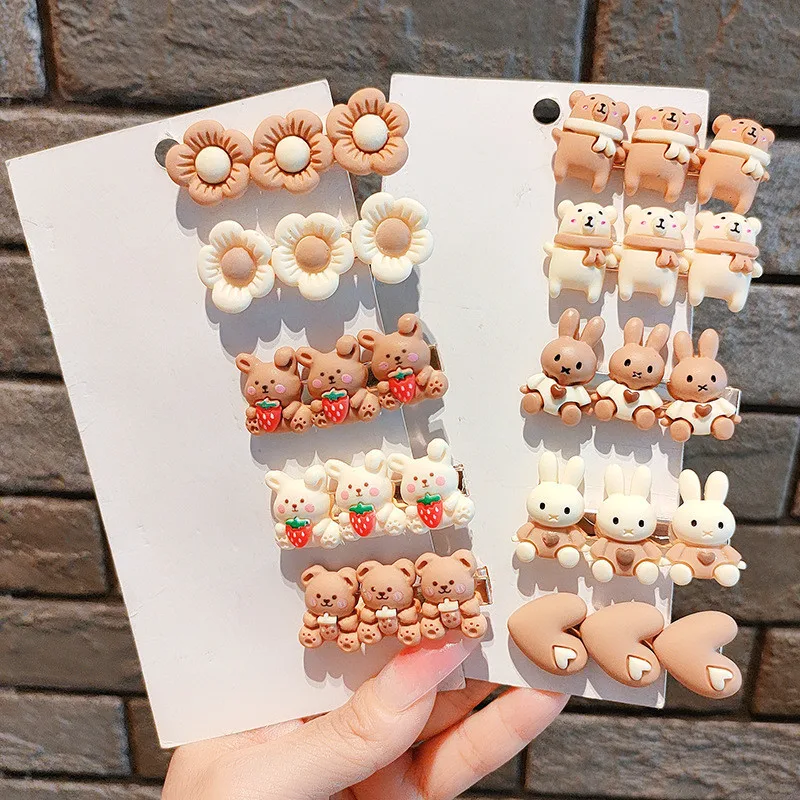 

2pcs/lot Koren 2022 New Children Hair Clips Girls Bear Hairpins Heart Star Hairband for Women Cute Baby Hair Accessories Fashion