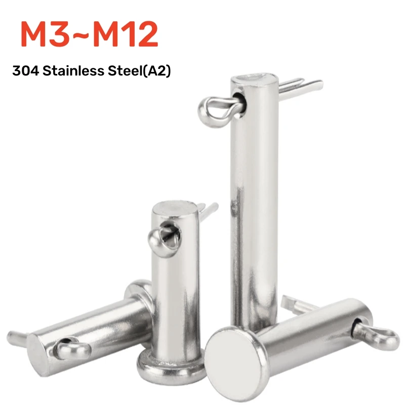 

M3M4M5M6M8M10M12 Flat Head Cylindrical Pin Plug Pin Positioning Pin 304 Stainless Steel With Hole Pin Shaft Cotter Pin Set GB882