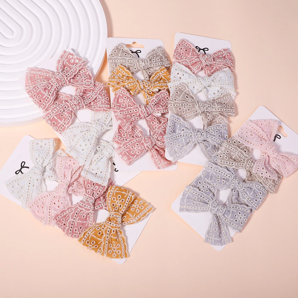 4Pcs/set New Cotton Linen Hairpins for Cute Print BB Boutique Girls Hair Bows Clips Barrette Headwear Kids Hair Acesssories