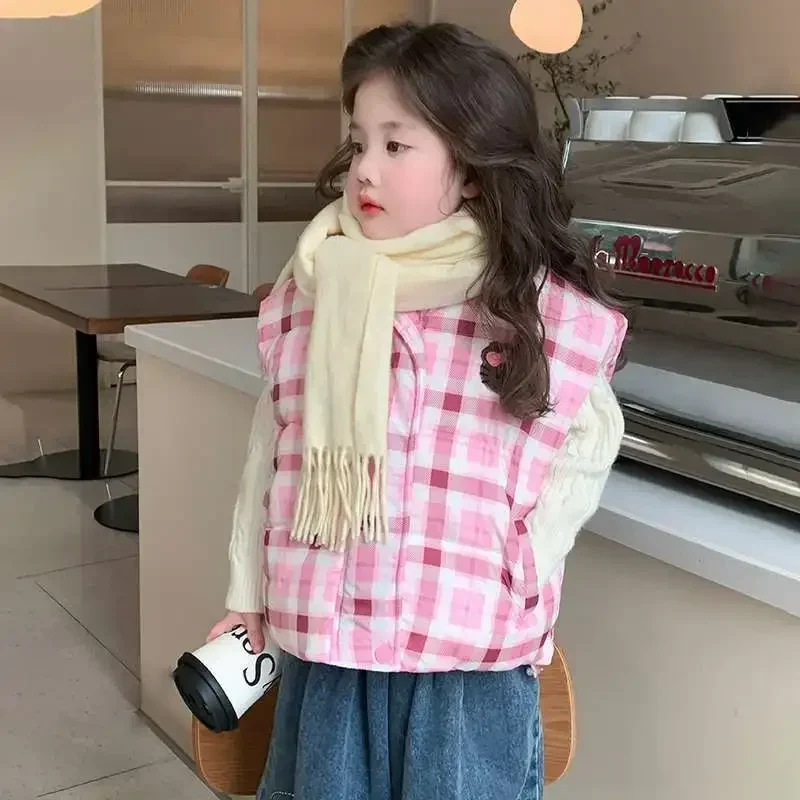 

Girls' vests Autumn Winter 2024 new foreign air baby spinning cotton children's winter clothes wear warm powder