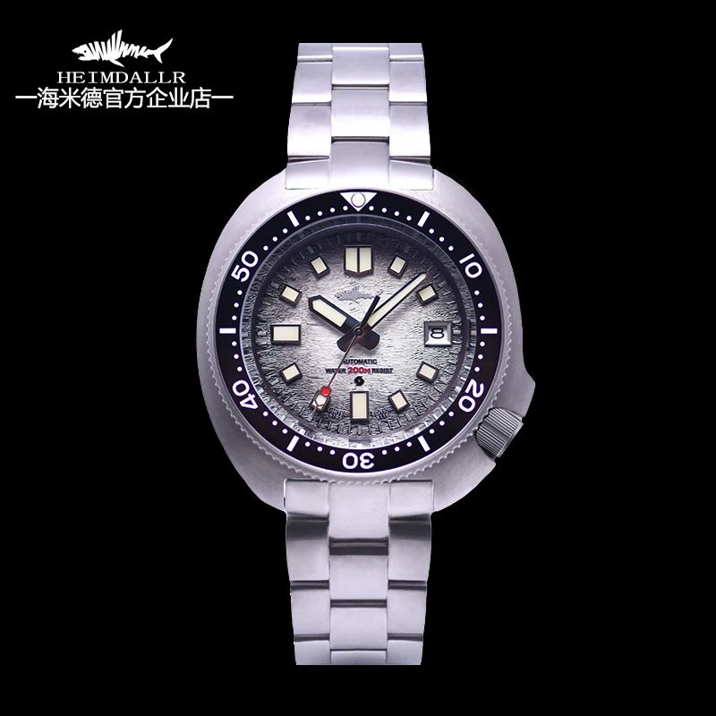 Official HEIMDALLR Titanium Material Gradient Pattern Tuna Business Waterproof Mechanical Watch Turtle Watch