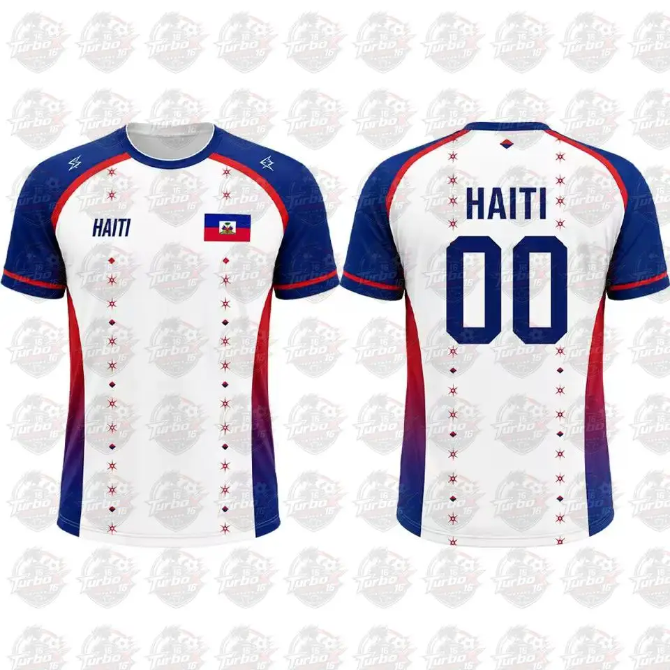 Haitian Flag 3d Print Quick Dry Football Jersey 2026 New Men's Sports Short Sleeve T-shirt Men's And Women's Casual Summer Tops