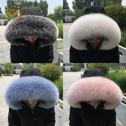 100% Natural Real Fox Fur Collar Fashion Scarves For Ladies Women And Men Coat Jacket Winter Fur Scarf Woman Black White Shawl