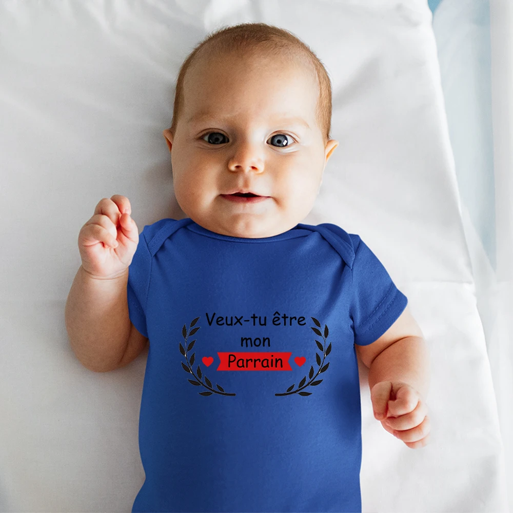 Veux-tu Etre Mon Parrain Newborn Baby Clothes French Bodysuit Pregnancy Announcement 2022 Infant Reveal Romper Fine Gift Cheap