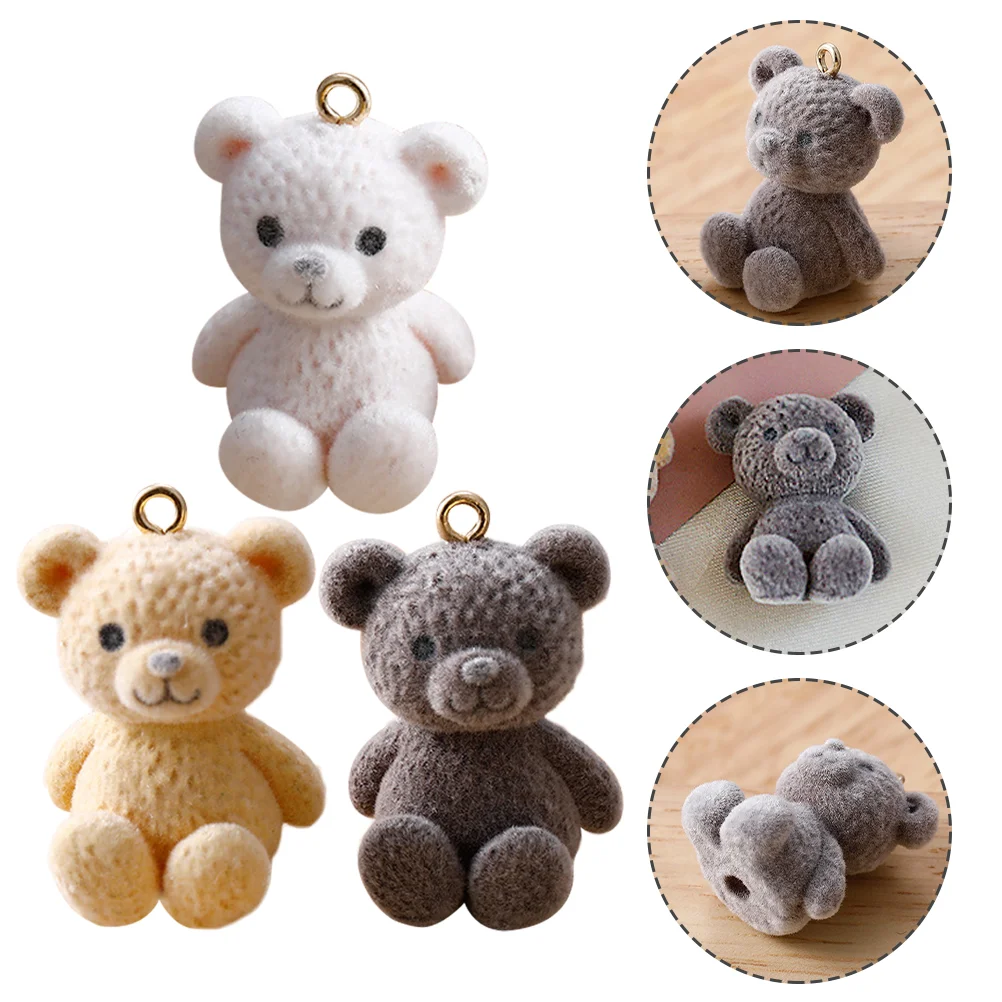 3 Pcs Bear Pendant Jewelry Trinkets Charms for Bracelets Bulk Plastic Earring Making Supplies