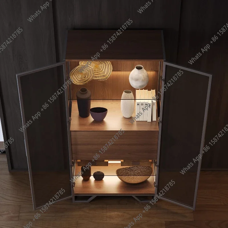 

Z Modern Luxury Carbon Steel Plus Tempered Glass Display Cabinet Living Room Cabinets Storage Locker Cabinet Armoire Furniture X