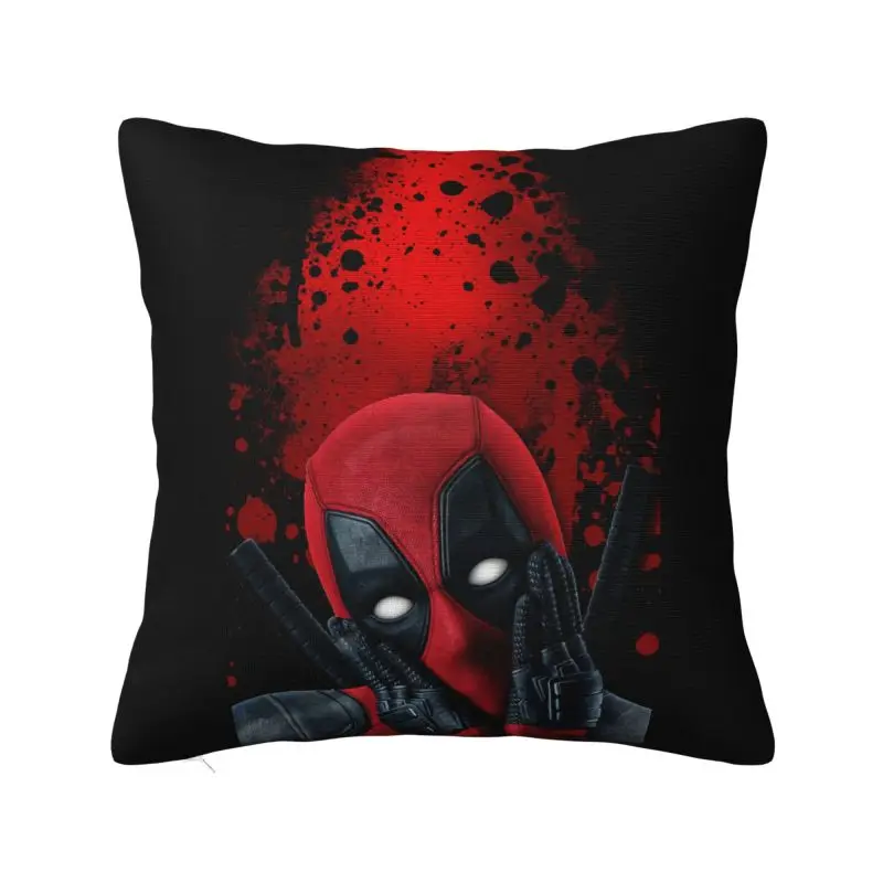 Custom Modern Funny Deadpool Cushion Cover for Sofa Velvet Throw Pillow Case