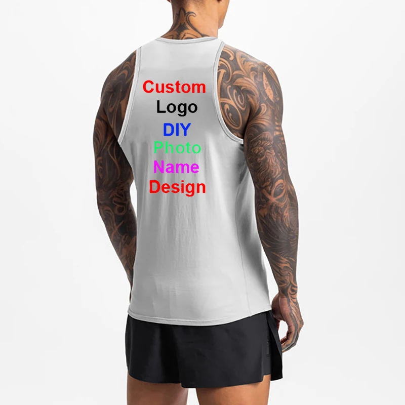 Custom Brand Logo Logo Design Print Gym Tank Tops Men Bodybuilding Stringer Singlet Summer Mesh Quick Dry Fitness Clothing