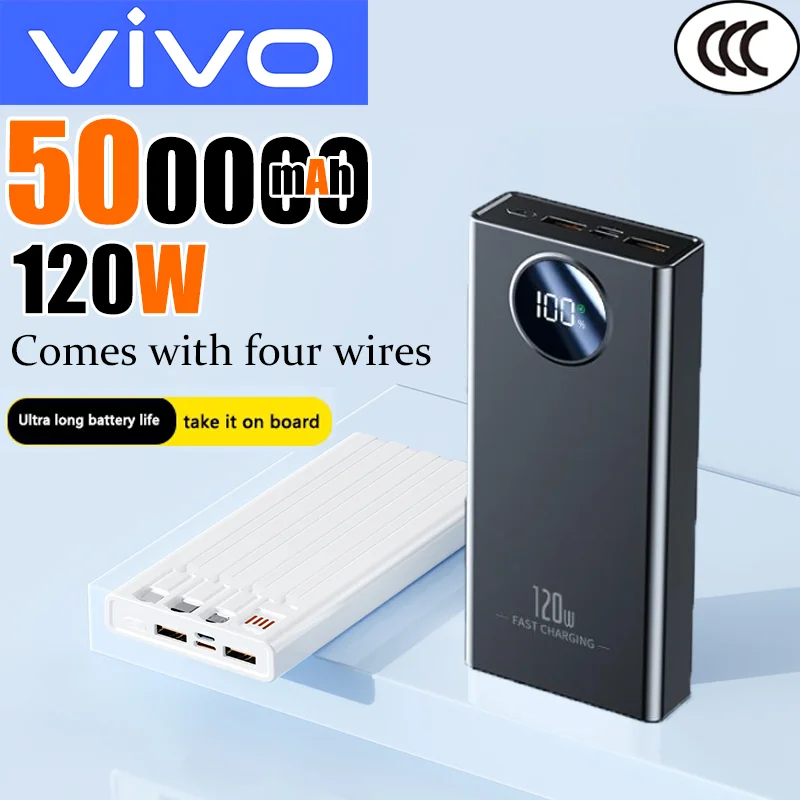 

VIVO 500000 мАч 120 Вт сверхбольшая емкость Power Bank сверхбыстрая зарядка портативный внешний аккумулятор для iPhone Samsung
