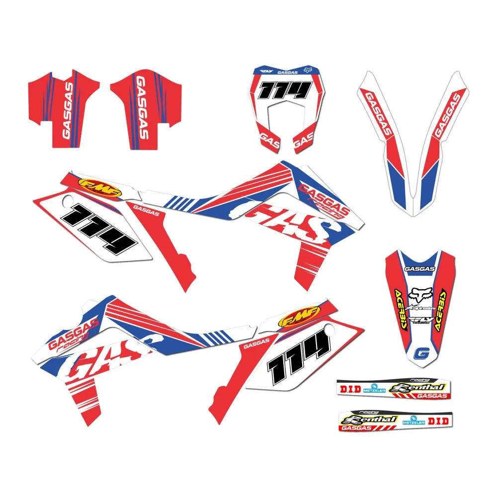 Enduro Motorbike compatible sticker kit Blue - Red Gas-Gas EC 12-17