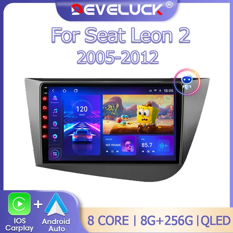 

Автомобильный радиоприемник Develuck Android 12,0 Carplay для Seat Leon 2 2007 - 2015 мультимедийный видеоплеер 2Din 4G WIFI GPS-навигация RDS