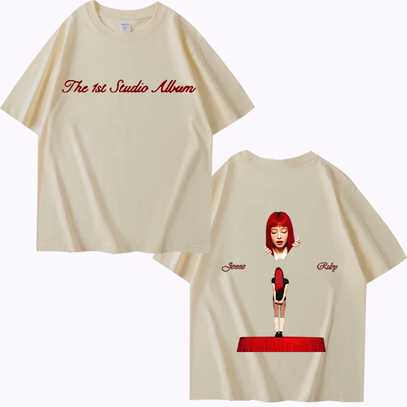 تي شيرت kpop Jennie Ruby The 1st Studio Album Merch للرجال والنساء 2025 موضة جديدة 100% قطن قصير الأكمام مطبوع صيفي للجنسين