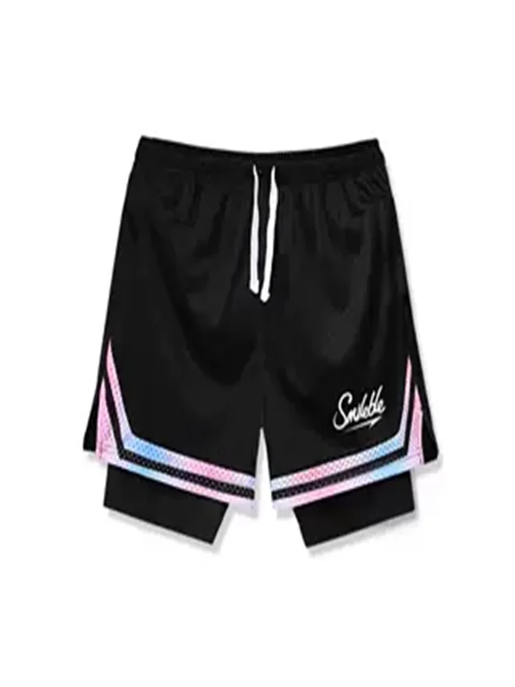 

Мужские спортивные шорты American Sle Baskeall выше колена, имитация двухслойных, с высокой эластичностью, для бега и тренировок