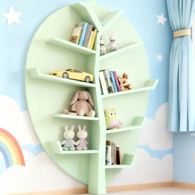BJ Trending Bookshelf Floor Standing Wall Mounted Display Rack For Kids Students Bedroom Living Room Decor