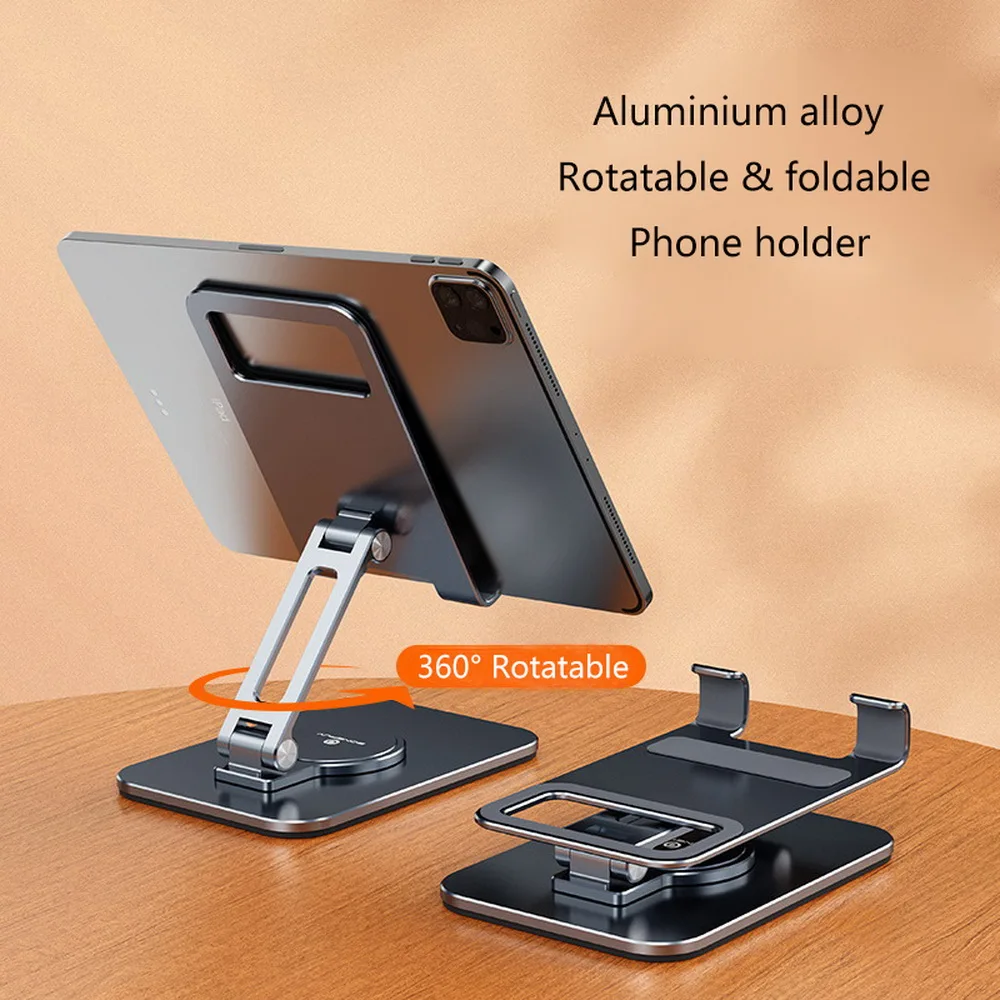 Luxury Deluxe Aluminium alloy Frosted Rotatable & Foldable Replicate Silver Space Grey Metal Phone Holder