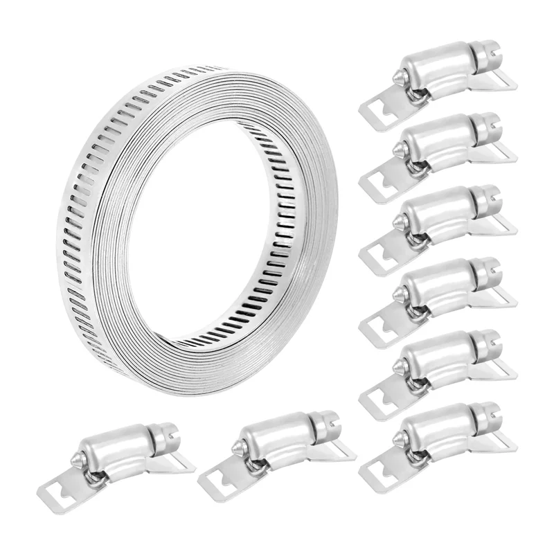 Braçadeira de mangueira com fixadores, Worm Clamp, Tubo DIY ajustável, Ducting Clamp, 11.5 pés, aço inoxidável 304