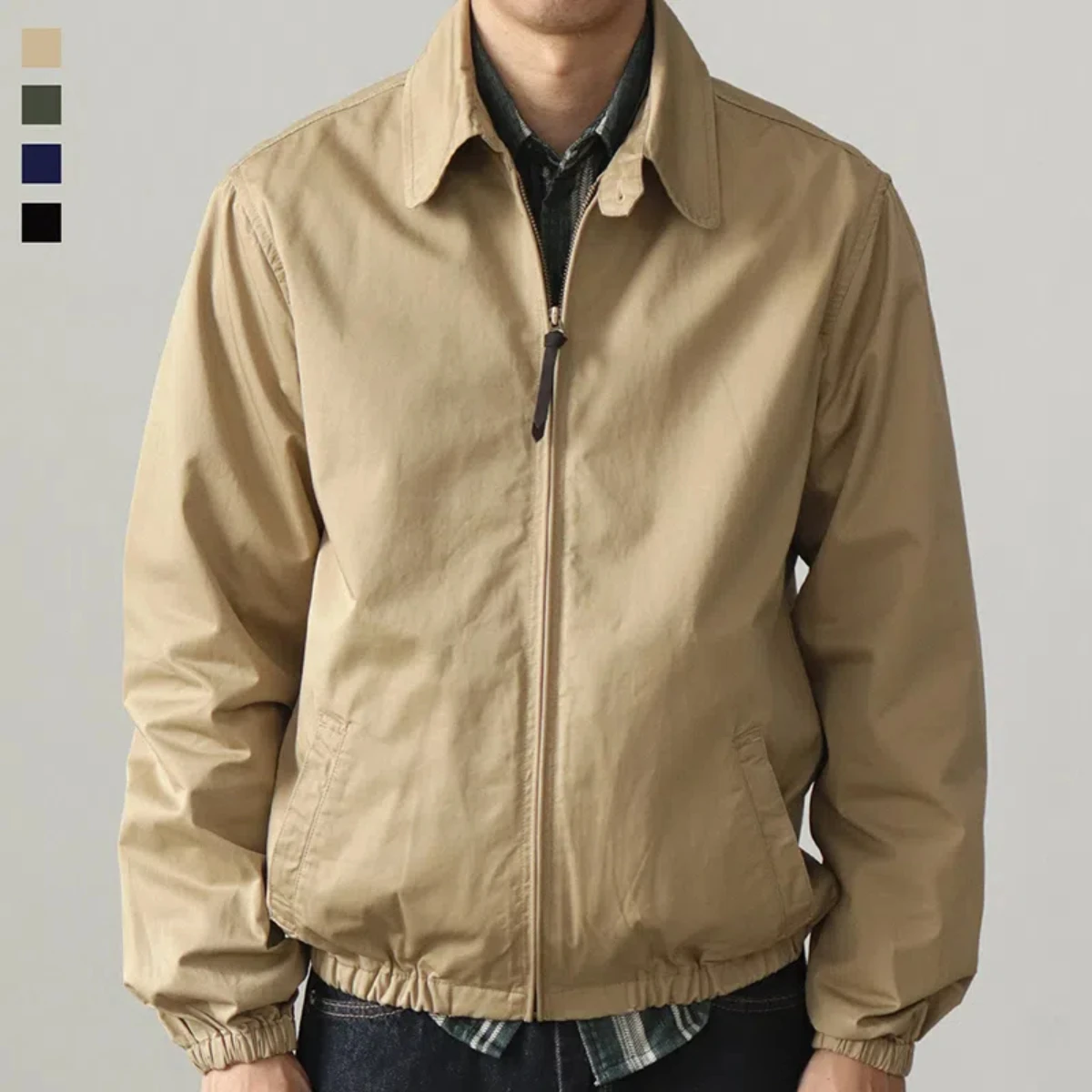 100% cotton vintage short zip-up lapel cotton cargo jacket jacket for men Spring and autumn