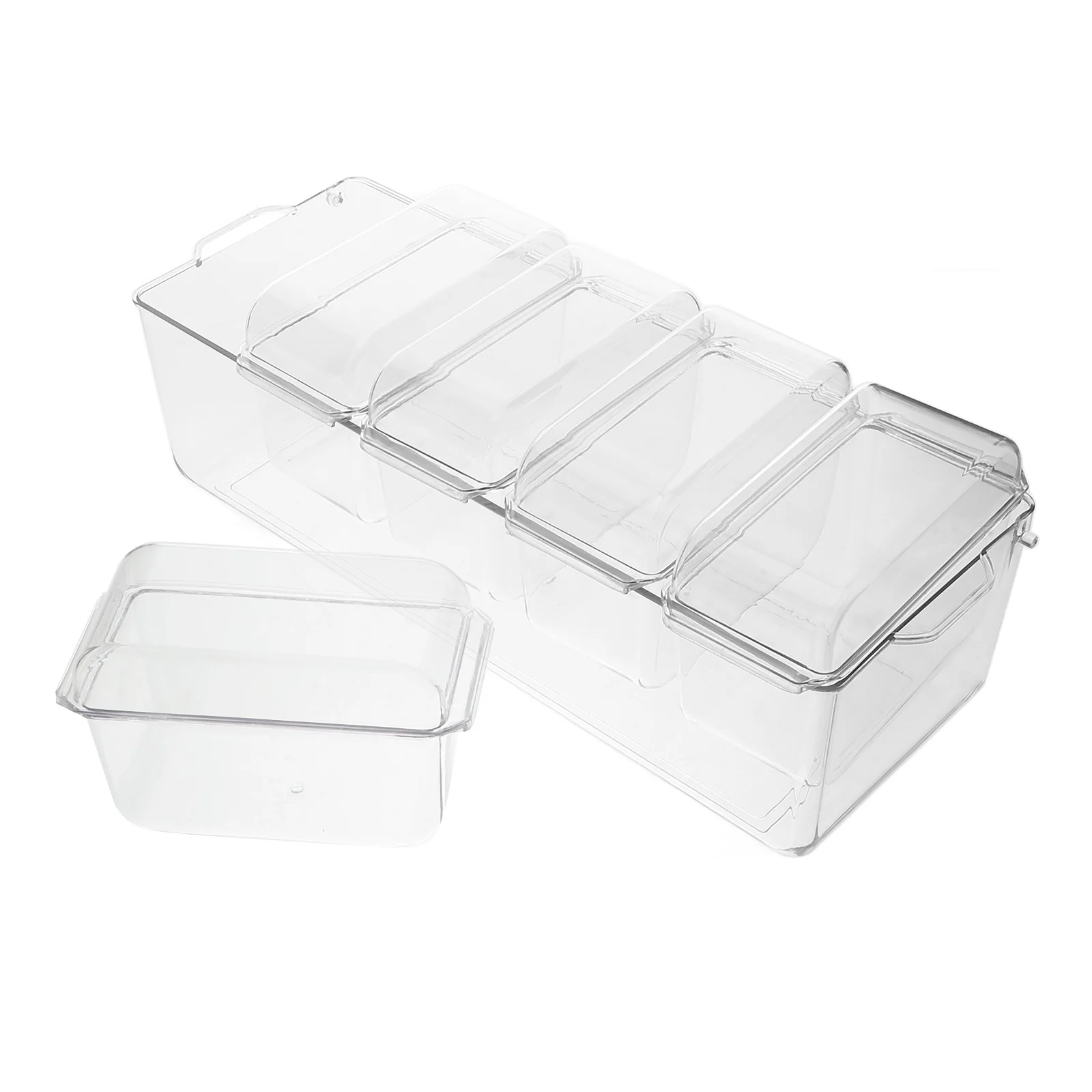 

Crisper Condiment Dispenser Charcuterie Container Divided Serving Tray with Lid Snack Chilled Caddie