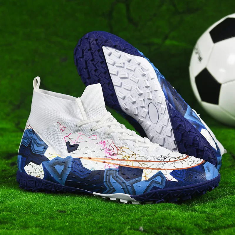 Men Soccer Shoes Football Shoes Men Blue Futsal Training Training Shoes Drop Shipping Outdoor Non-Slip Grass Cleats Match Turf