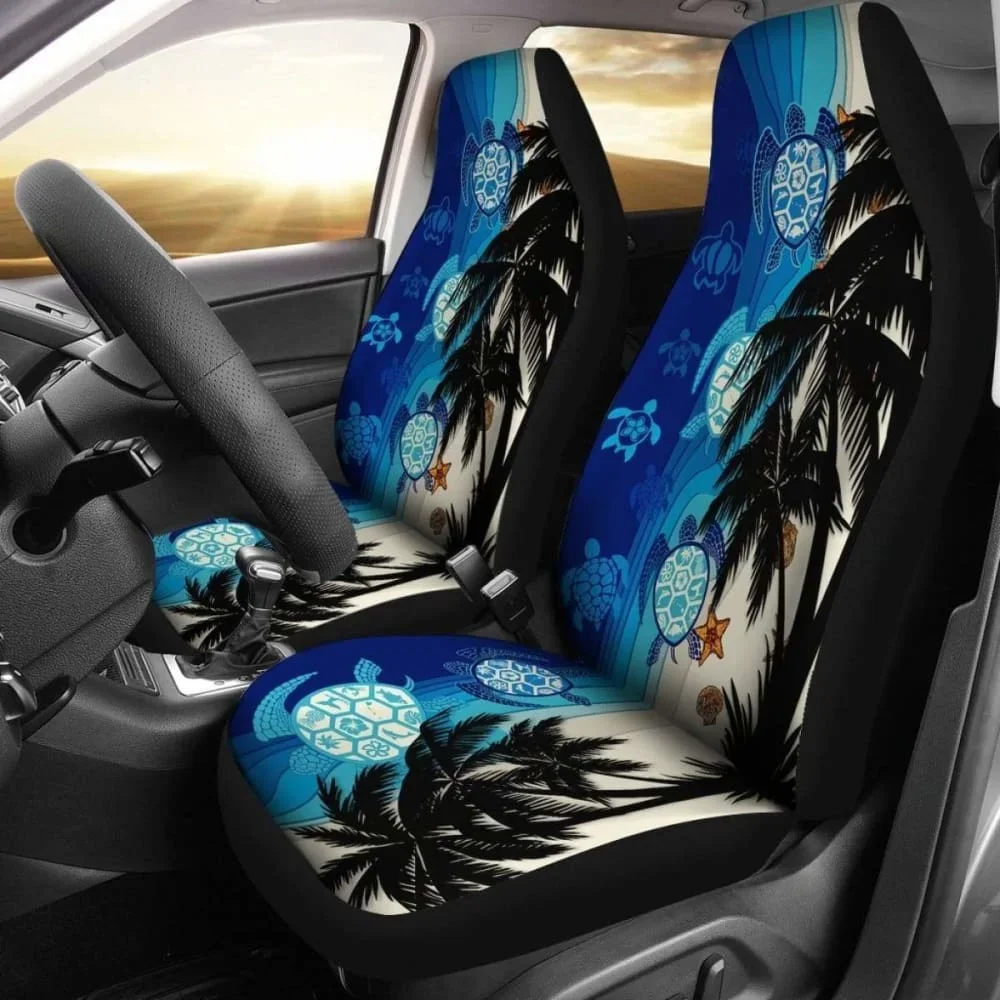 Hawaiian Sea Turtle Symbol Palm Car Seat Cover New Pack of 2 Universal Front Seat Protective Cover