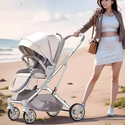 Poussette pliante multifonctionnelle légère pour nouveau-né, chariot à haute vue, poussette bidirectionnelle pour bébé