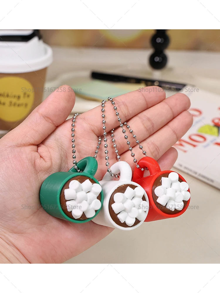 Impresión 3D de un MINI llavero de cacao caliente juguete para aliviar el estrés joyería creativa minimalista