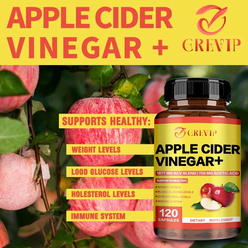 Apple Cider Vinegar Capsules - Fat Burning, Appetite Suppressant, Weight Management and Boosts Metabolism and Detoxification